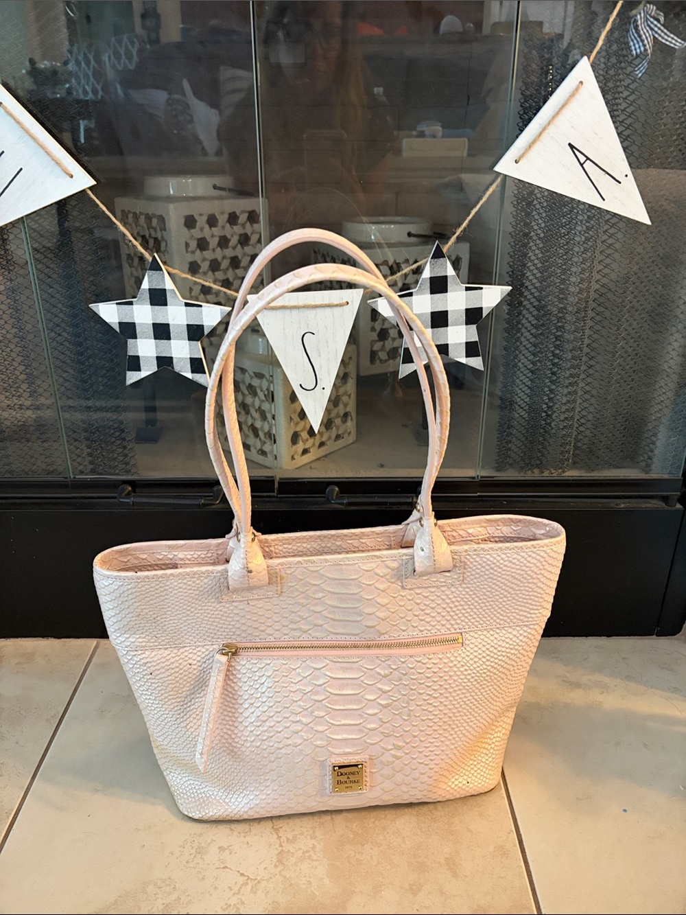 Dooney & Bourke Blush Embossed Snake-Texture Tote